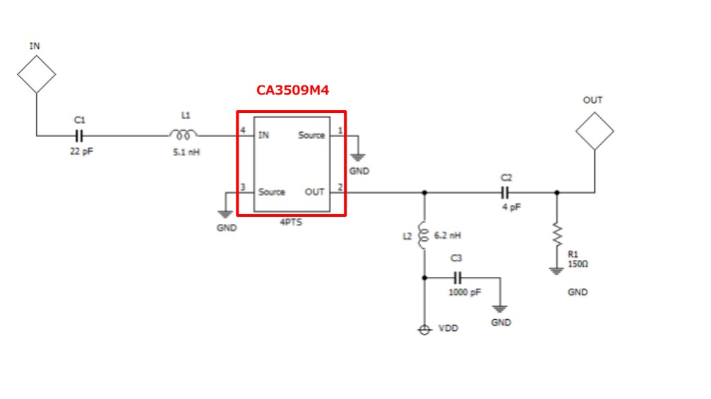 Application Circuit Diagram - CEL CA3509M4 L-to-S Band Low Noise Amplifier ICs